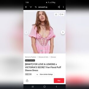 Victoria secret x for love and lemons pink dress